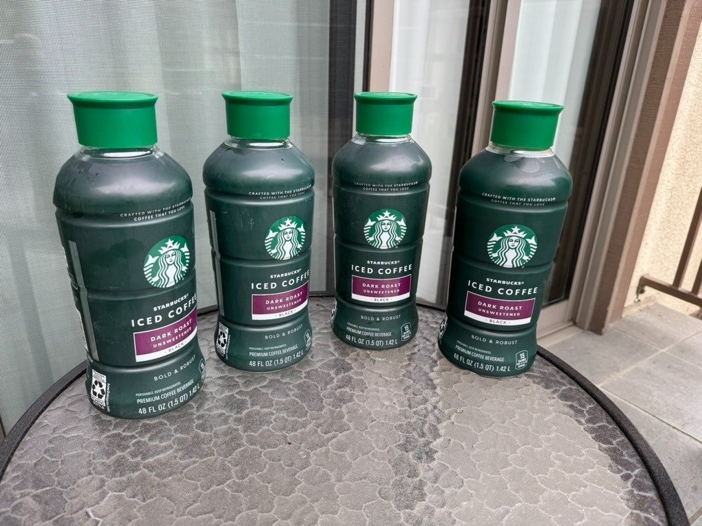 My coffee consumption during the past week in the Bay Area was 192 fl oz (5.7L), which averages to 27.4 fl oz (0.8L) daily. (Plus a couple of cups out and about every day.)

In retrospect hard to believe or soon remember that I ever was off caffeine for three years.