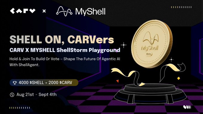 Live na ang ShellStorm sa CARV Play.

1.4M+ na ang nai-apply. Ngayon, binuksan ng CARV x MyShell ang gate para sa iyo na magtayo o bumoto sa ahenteng palaruan na ito.

Ito ay hindi lamang isang kampanya. Isa itong hakbang patungo sa isang modular at nabe-verify na ekonomiya ng
