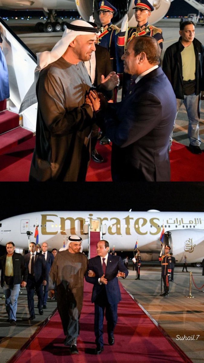 الحبايب .. سمو الشيخ محمد بن زايد منور في بلده التانى مع اخوه فخامة الرئيس عبد الفتاح السيسي في مدينة العلمين الجديدة .. الله يحفظ ويحمى بلادنا وقادتنا 🤲🏼😍♥️