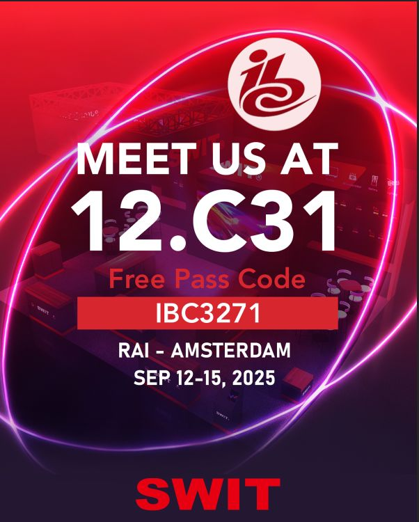 switglobal's tweet photo. Meet SWIT at IBC 2025! 
 ​RAI - AMSTERDAM Booth 12.C31​ 
📅 ​Sep 12-15​ | 🎟️ ​Free Pass Code: IBC3271​

Discover ​cutting-edge pro audio-visual solutions​ at ​RAI Amsterdam, including:
✨ ​CREW​ – Ultra-stable long-range wireless video
✨ ​FM-U245HDR​ – 23.8" 4K HDR field monitor https://t.co/Hgr3t73PBx