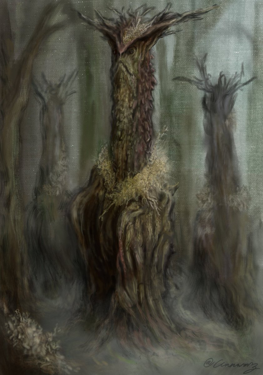 #smaugustcircle days 23/24/25: regal/gnarled/nervous (system)

South of the Crowns Plateau lies valleys and foothills rich in subtropical forest and mystery. Recently found was a network of elusive, treelike Wivernes. Small birds and Wivernettes have been sighted feeding these-