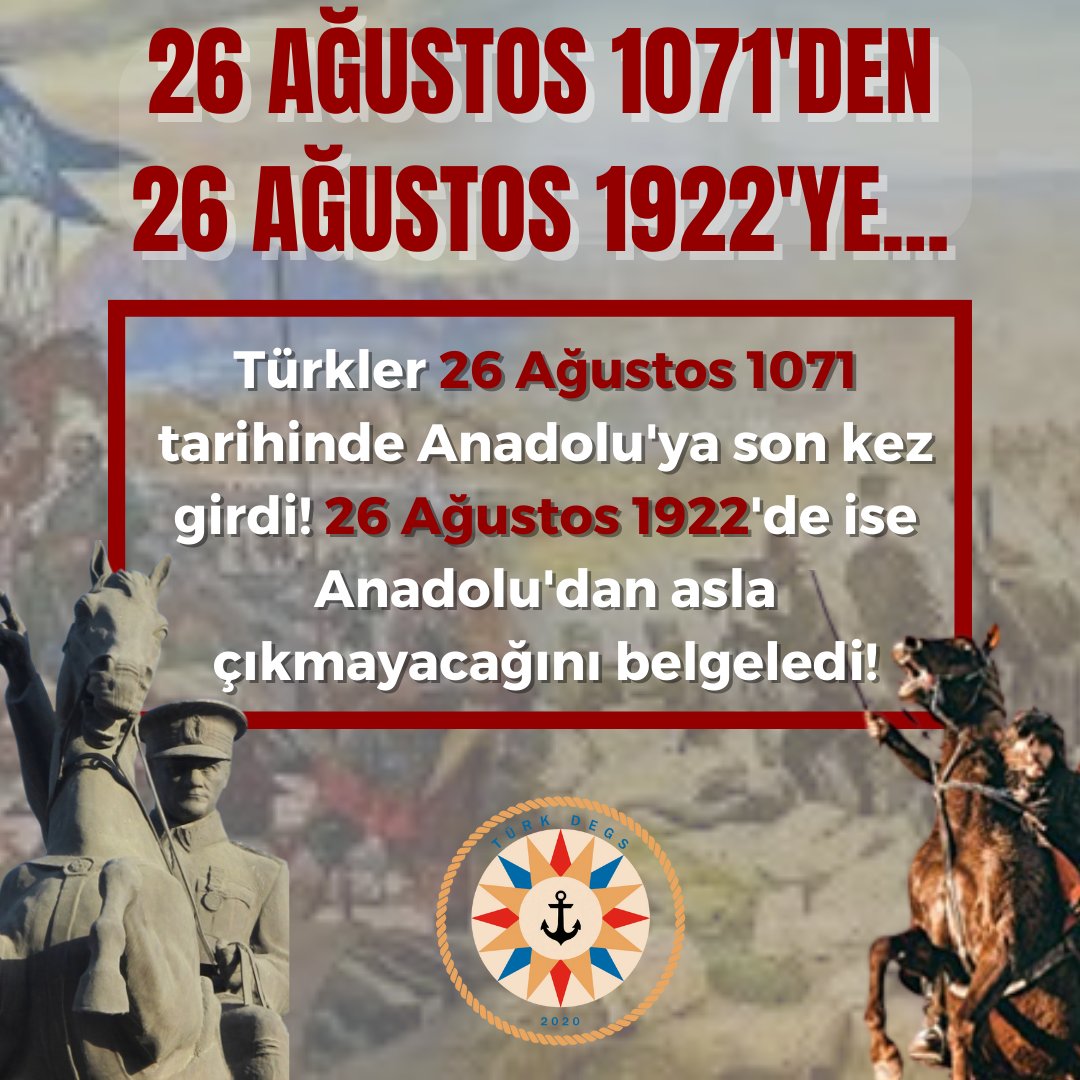 🔴26 AĞUSTOS: MALAZGİRT’TEN BÜYÜK TAARRUZ’A

📌26 Ağustos 1071’de Malazgirt ovasında, Büyük Selçuklu Hükümdarı Sultan Alparslan’ın önderliğindeki ordu, Doğu Roma İmparatoru’nun muazzam ordusuna karşı tarihî bir mücadeleye girişmiştir.

📌26 Ağustos 1922, Türk Kurtuluş Savaşı’nın