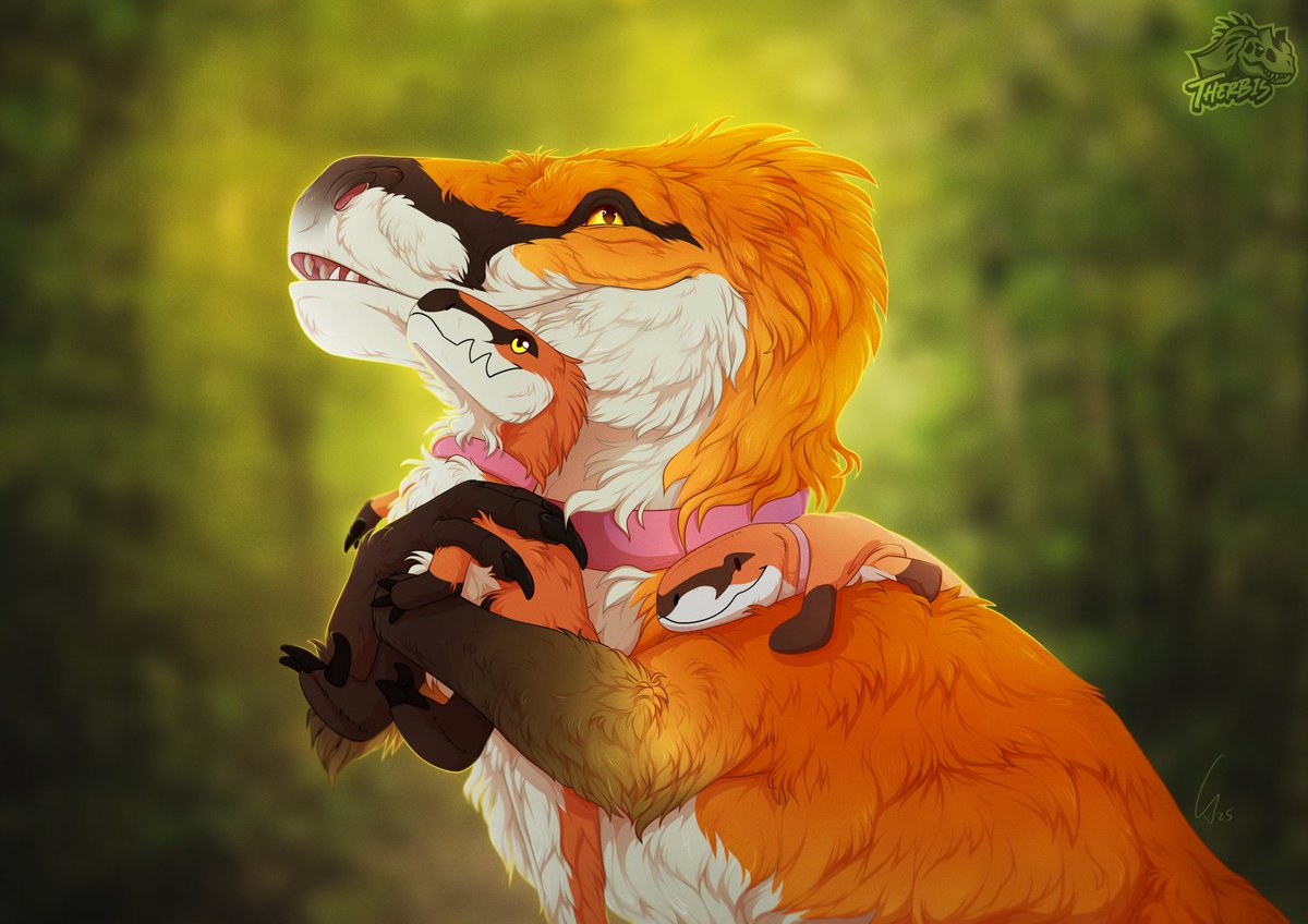A truly unique commission for Calensk!
They asked for their sona to cuddle with her two plush versions that Calensk both ordered from my plush campaigns of Pocketsaurus and Yuri&amp;Friends 2.