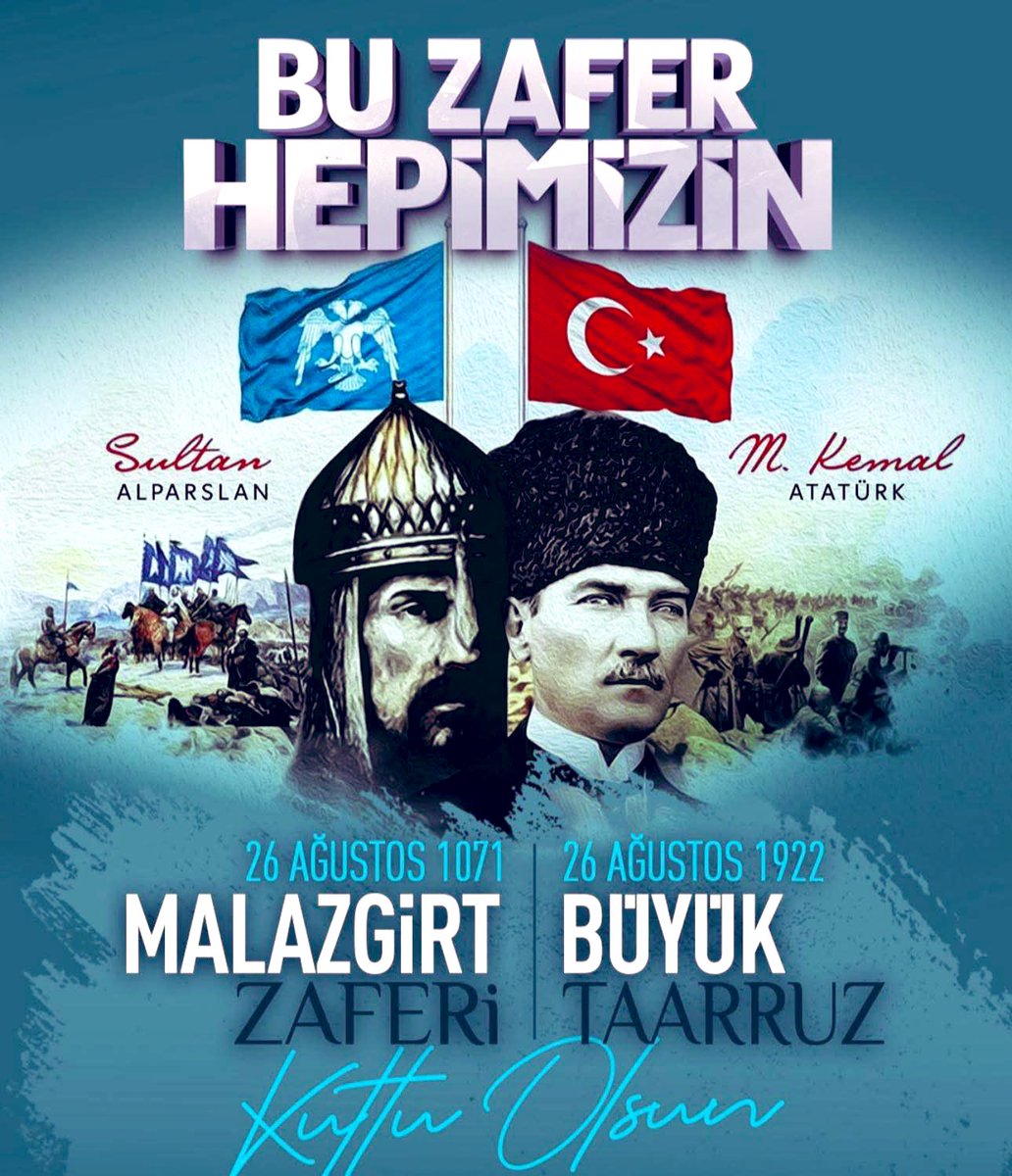 “Size öyle bir vatan aldım ki; ebediyyen sizin olacaktır.”
– Sultan Alparslan

1071’de Malazgirt’te açılan kapı, 1922’de Büyük Taarruz’la sonsuza dek vatan oldu.
Bin yıllık bir destanın adı oldu Anadolu…
Alparslan’ın sancağını taşıyan neferlerden,
Sakarya’da, Dumlupınar’da