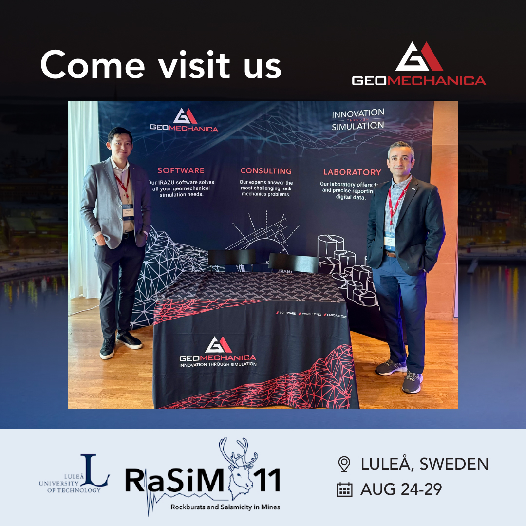 Geomechanica has arrived in Luleå, Sweden for #RaSiM 11! Stop by our booth to chat with our team, learn about our geomechanics simulator #IRAZU &amp; how it can address the most challenging rockburst and mine-induced seismicity problems. problems.

rasim2025.com