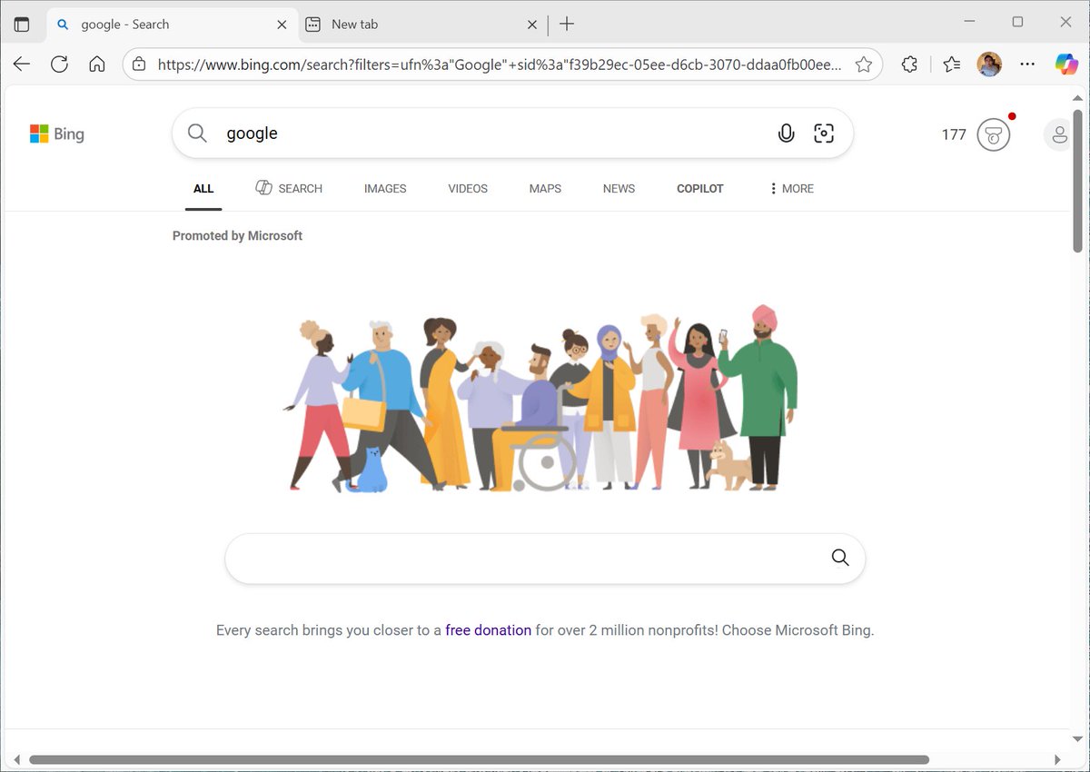 Mind boggling to see how #Microsoft <a href="/bing/">Bing</a> impersonates <a href="/Google/">Google</a> when "google" is put as a search term! Someone actually decided to do this, and someone actually signed off on this.🤯