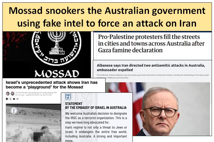 Just days after a diplomatic row over Australia’s symbolic recognition of Palestine, Mossad, the spy branch of the genocidal Israeli regime, has fooled the Albanese government into claiming that Iran was behind a string of “antisemitic” attacks in Australian cities. The packaged