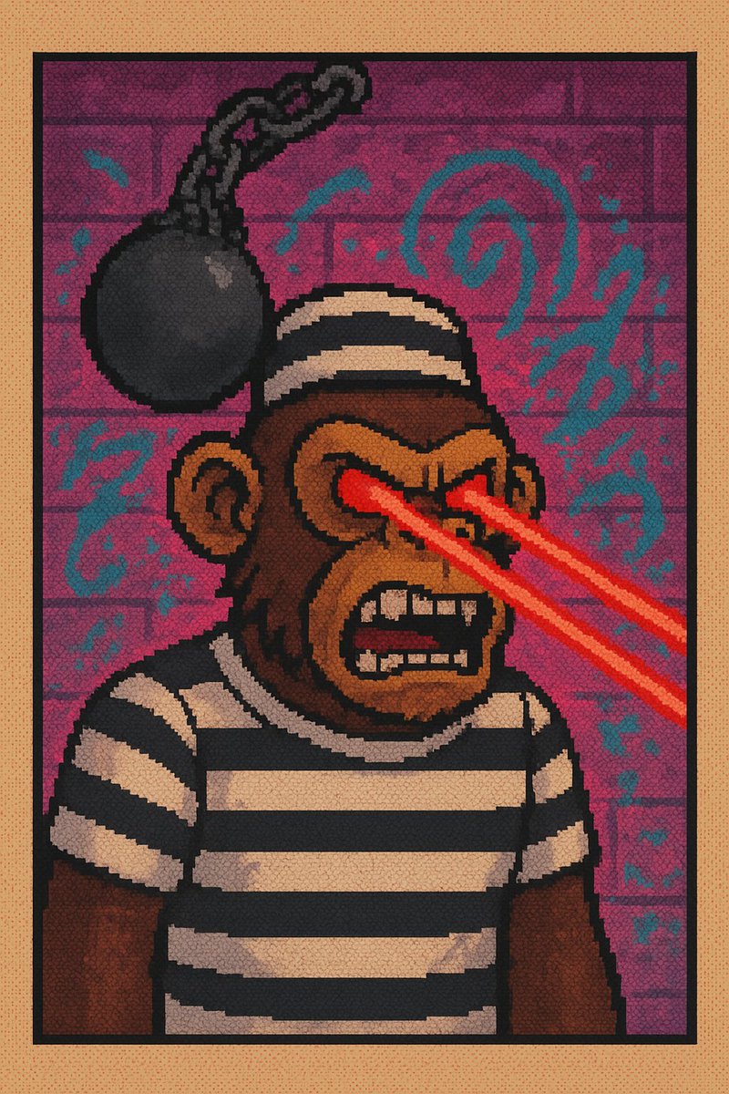 Bitnostalgic88's tweet image. Locked up? Maybe.
But these laser eyes don’t do cell time. 🚔💥
One look and the walls are gone. 🧱👀
#NFT #Zora #LaserJailbreak 

See more on zora.co/invite/angryape 🐒