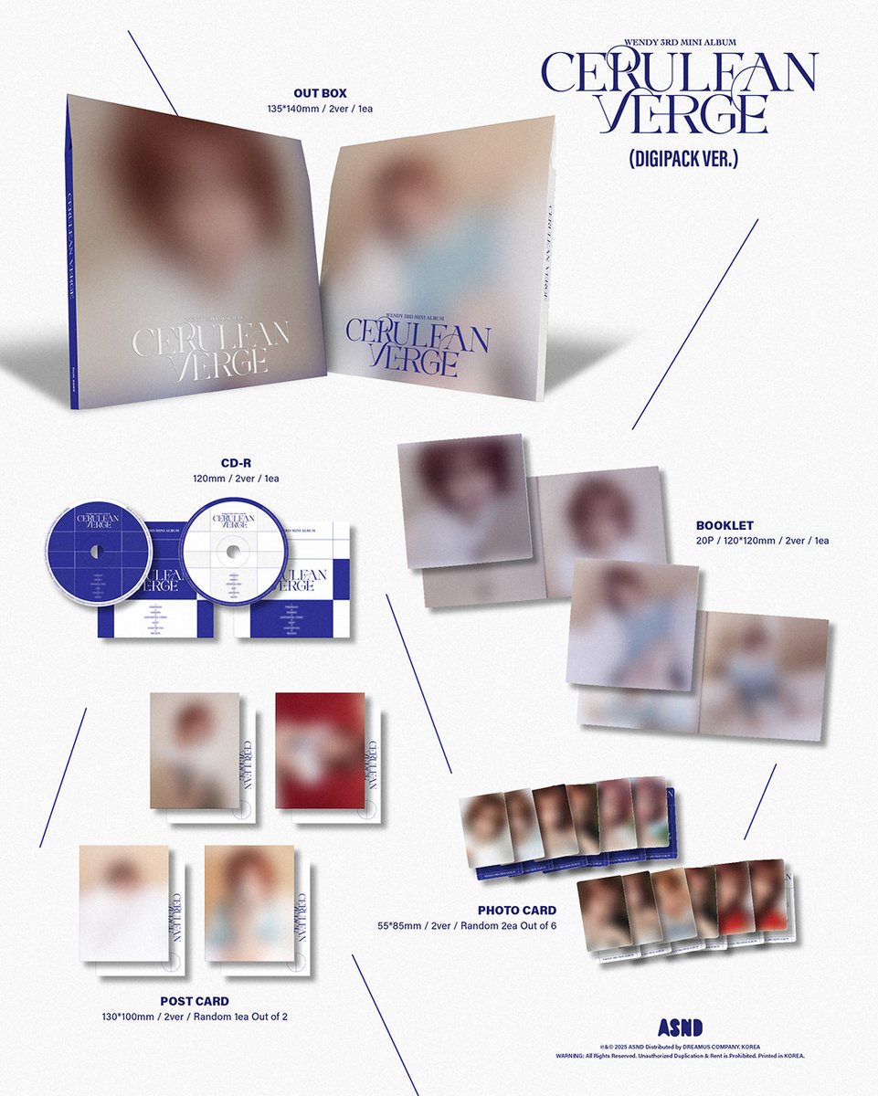 WENDY (웬디)
The 3rd Mini Album [Cerulean Verge]

💿 Pre-Order Digipack Ver.
2025.09.10 6PM (KST)

#WENDY #웬디
#CeruleanVerge