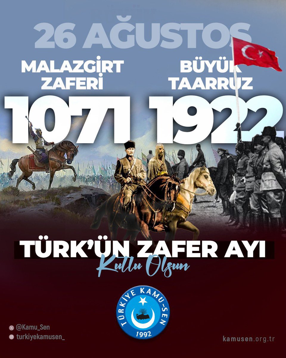 TÜRK'ÜN ZAFERLER AYI KUTLU OLSUN

Ağustos ayı, milletimizin kutlu zaferleriyle ruh dünyamızda harmanlanmış, ideallerimizle beslenmiş ve asırlardır cenk meydanlarında taçlanmıştır. 

Anadolu’da Türk kimliğinin kalıcı mührü, 26 Ağustos 1071’de Sultan Alparslan’ın önderliğinde