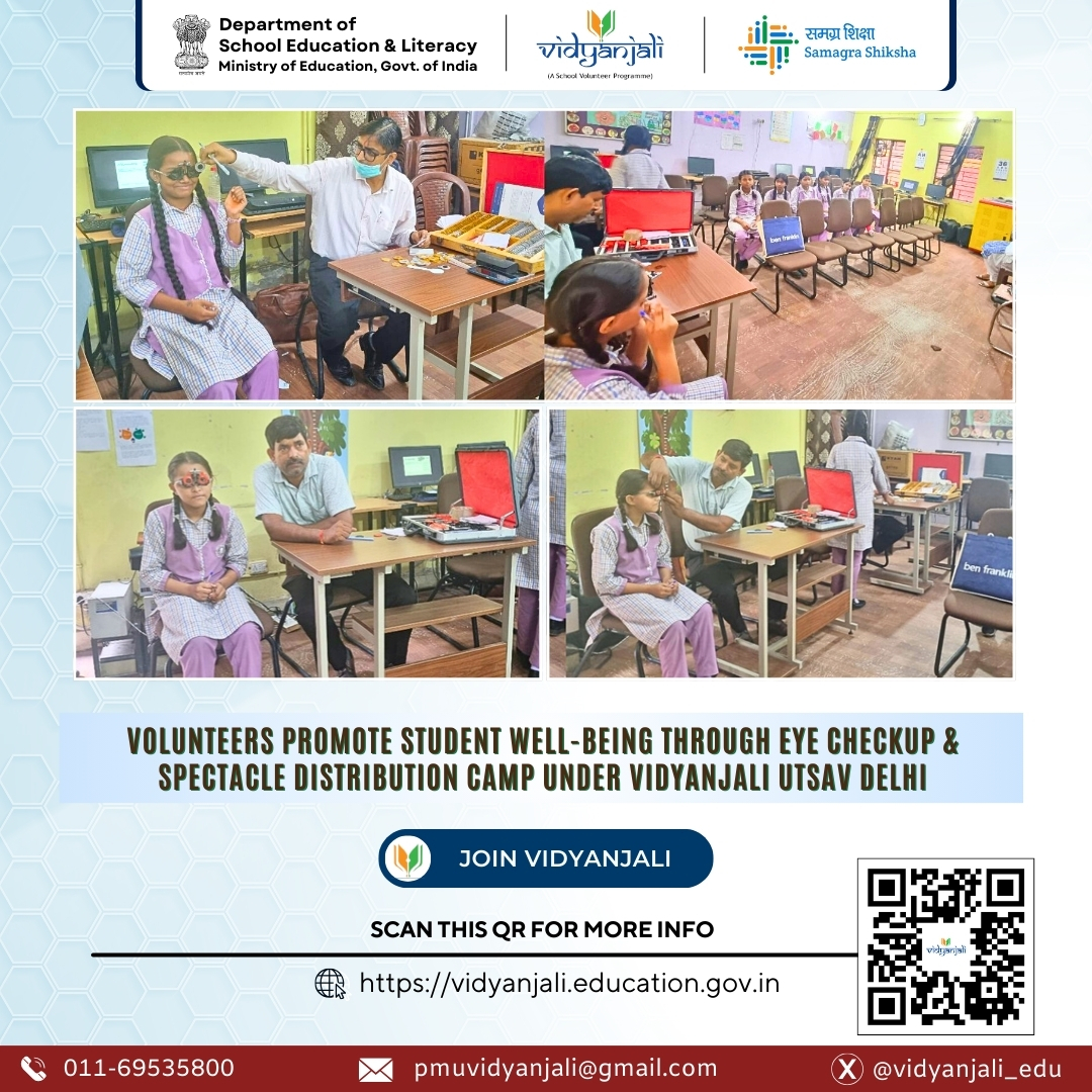 vidyanjali_edu's tweet image. Under #VidyanjaliUtsavDelhi, volunteers organised a special Eye Checkup Camp, providing free eye screening and distributing spectacles to ensure clear vision and better learning opportunities for over 250 students.👓
#JoinVidyanjali #CSR #NGO #EducationForAll #CommunityEngagement