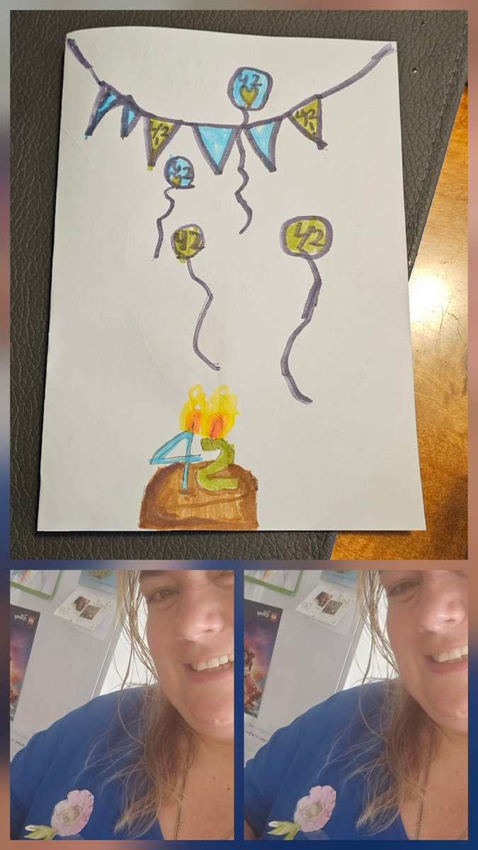Yippie, happy birthday to me! 😄 vanochtend van oudste dochter een mooie zelfgemaakte kaart gekregen inclusief button 🎉 straks iemand op bezoek en daarna picknicken met beide dochters en schoonzus. Fijne dag allemaal!!!!