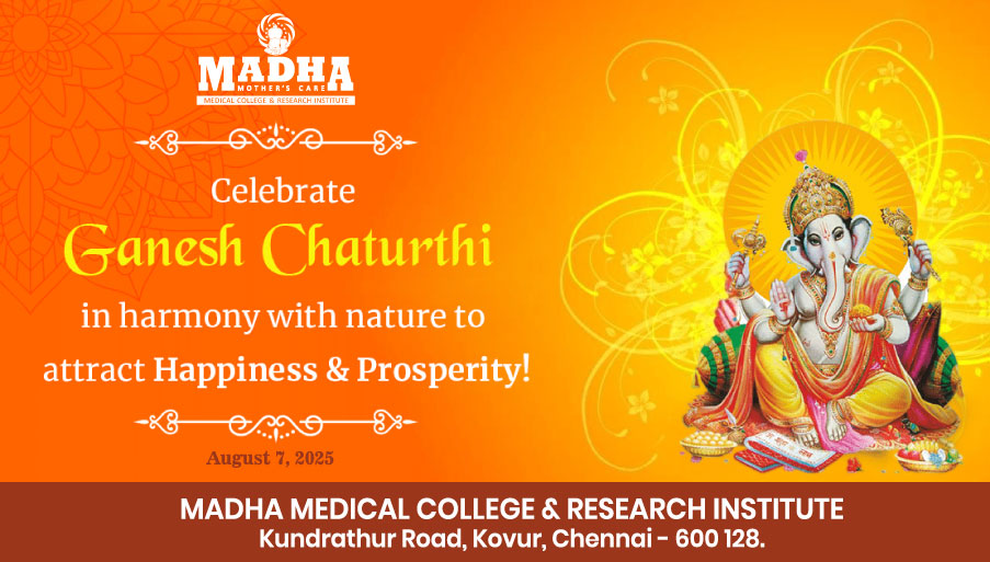 SMmcri's tweet image. Happy Ganesh Chaturthi...
May the blessings of Lord Ganesha fill you life with peace, happiness and success.
#GaneshChaturthi
#MMCRI #MadhaMedicalCollege #MadhaHospital #SuperSpecialityHospital #Kovur #Chennai