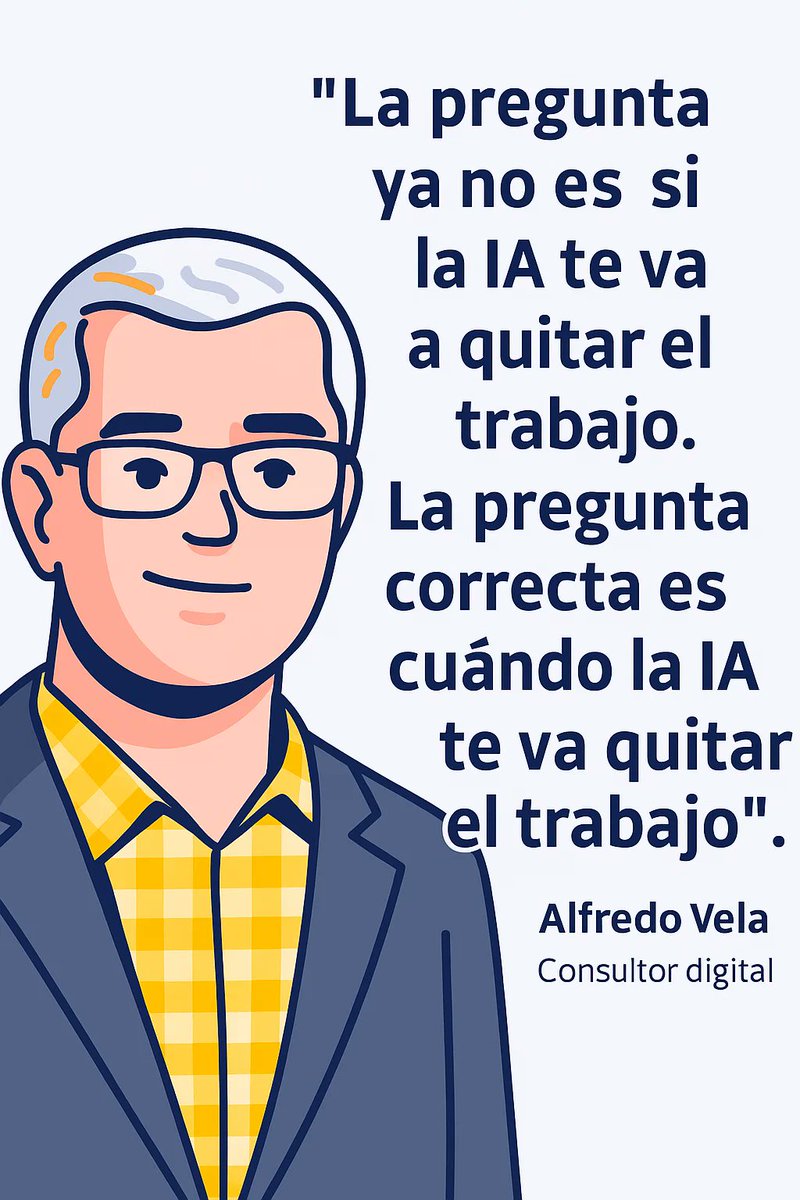 "La pregunta ya no es si la IA te va a quitar el trabajo. La pregunta correcta es cuándo la IA te va a quitar el trabajo".
#cita #quote #inteligenciaartificial #ai #trabajo
