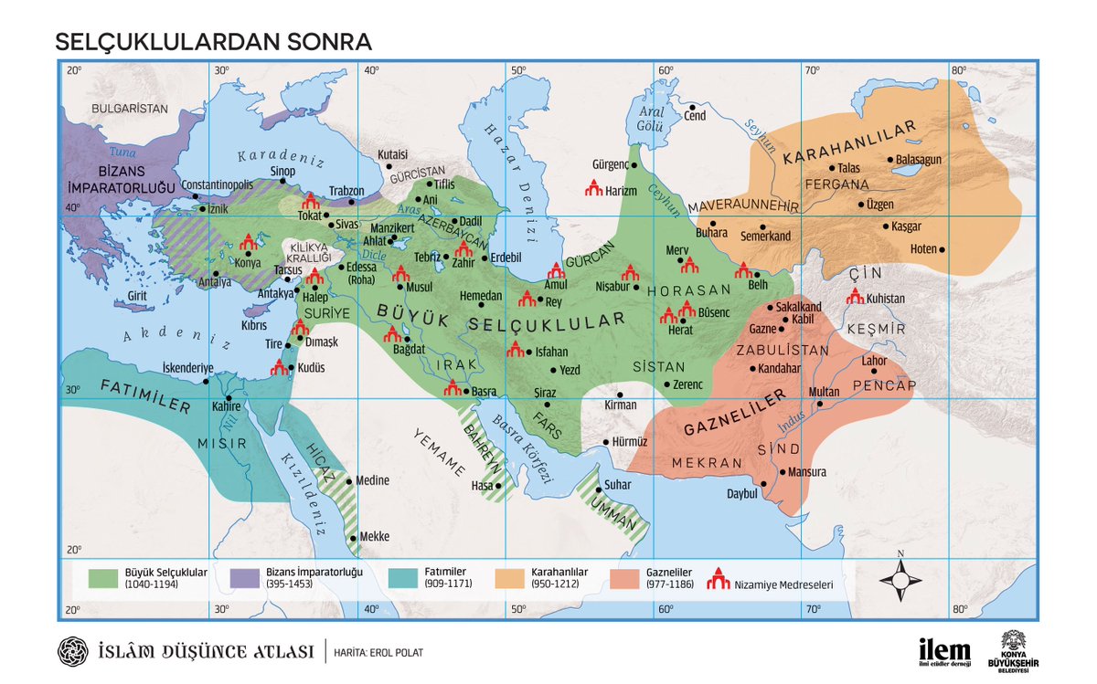 Alparslan ve Selçuklular Allah onlara bu gücü nasip etti ve İslam dünyasının kaderini belirlediler. Selçukluların ve Sultan Alparslan'ın İslam dünyasındaki etkisini anlamak için şu iki haritaya bakmalısınız. Selçuklular Bağda'ta gelmeden önce İslam Dünyası diye ortak bir dünyadan