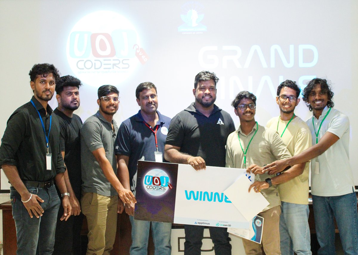 Apptimus_tech's tweet photo. We are proud to have been the Platinum Sponsor of this prestigious 12-hour Inter-University Coding Competition organized by CompSoc-UOJ

Congratulations to all the brilliant winners and participants who showcased their talent, innovation, and passion for coding. 

#Apptimus #UOJ https://t.co/TKZ2JQJ5uY
