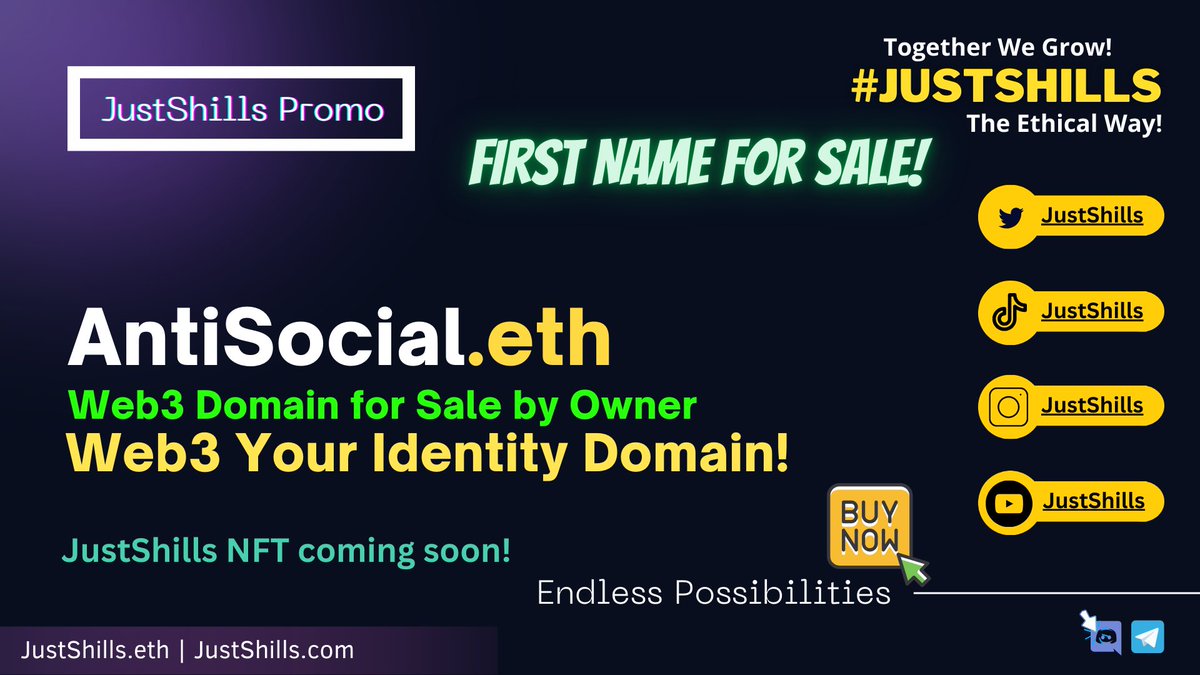 JustShills - The Ethical Way! Together We Grow! (@justshills) on Twitter photo Domain For Sale By Owner:
AntiSocial.eth Being Sold for 1.0 ETH
Repost, Tag, and Love the Post to get your FREE JustShillsBanner for Domain!
Best Wishes,
<a href="/JustShills/">JustShills - The Ethical Way! Together We Grow!</a> - Together We Grow!
The Ethical Way
#JustShills #Web3 #NFTCommunity #ENS #Crypto #Domains #ETH <a href="/TheGOATdotETH/">thegoat.eth</a> Domain For Sale By Owner:
AntiSocial.eth Being Sold for 1.0 ETH
Repost, Tag, and Love the Post to get your FREE JustShillsBanner for Domain!
Best Wishes,
<a href="/JustShills/">JustShills - The Ethical Way! Together We Grow!</a> - Together We Grow!
The Ethical Way
#JustShills #Web3 #NFTCommunity #ENS #Crypto #Domains #ETH <a href="/TheGOATdotETH/">thegoat.eth</a>