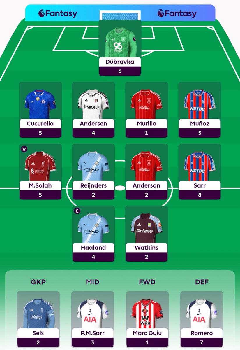 Somehow I avoided injuries this round, but at the cost of also avoiding points. 44 points, red arrow from 468k to 1.9m.

Andersen scoring my first DC points, while Anderson keeps dodging them.

#FPL