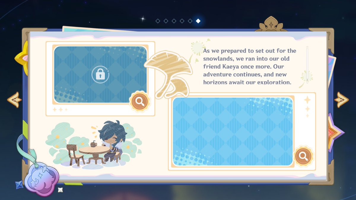 - take a photo with kaeya
- weapon must be a claymore
OH IM SURE