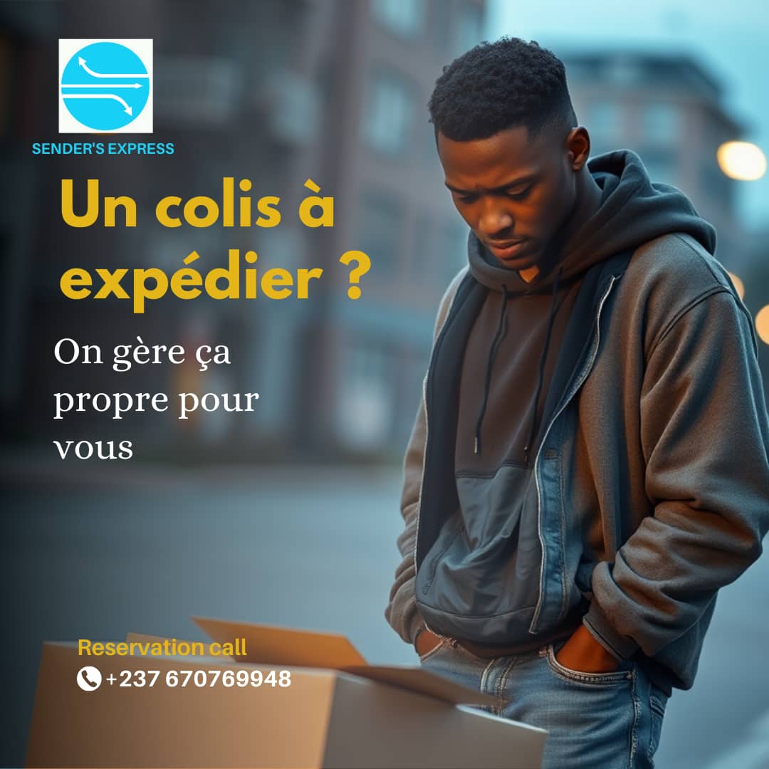 📦 Expédiez et recevez vos colis rapidement et en toute sécurité depuis et vers l’Europe, l’Amérique, l’Asie.

✅ Service fiable et sécurisé
✅ Délais rapides

📍 Nos agences :
💥 Douala : Ange Raphaël, face Hôtel Mont ESSEC
💥 Yaoundé : Carrefour Golf après Niki Mokolo
✈️♥️