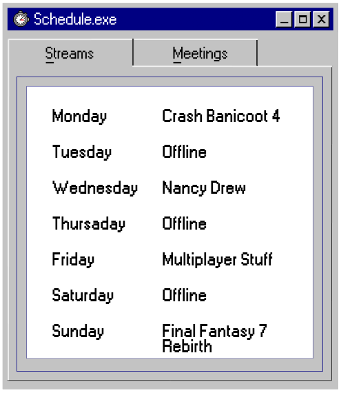Since I am back on the streaming train next week these are the plans for next week