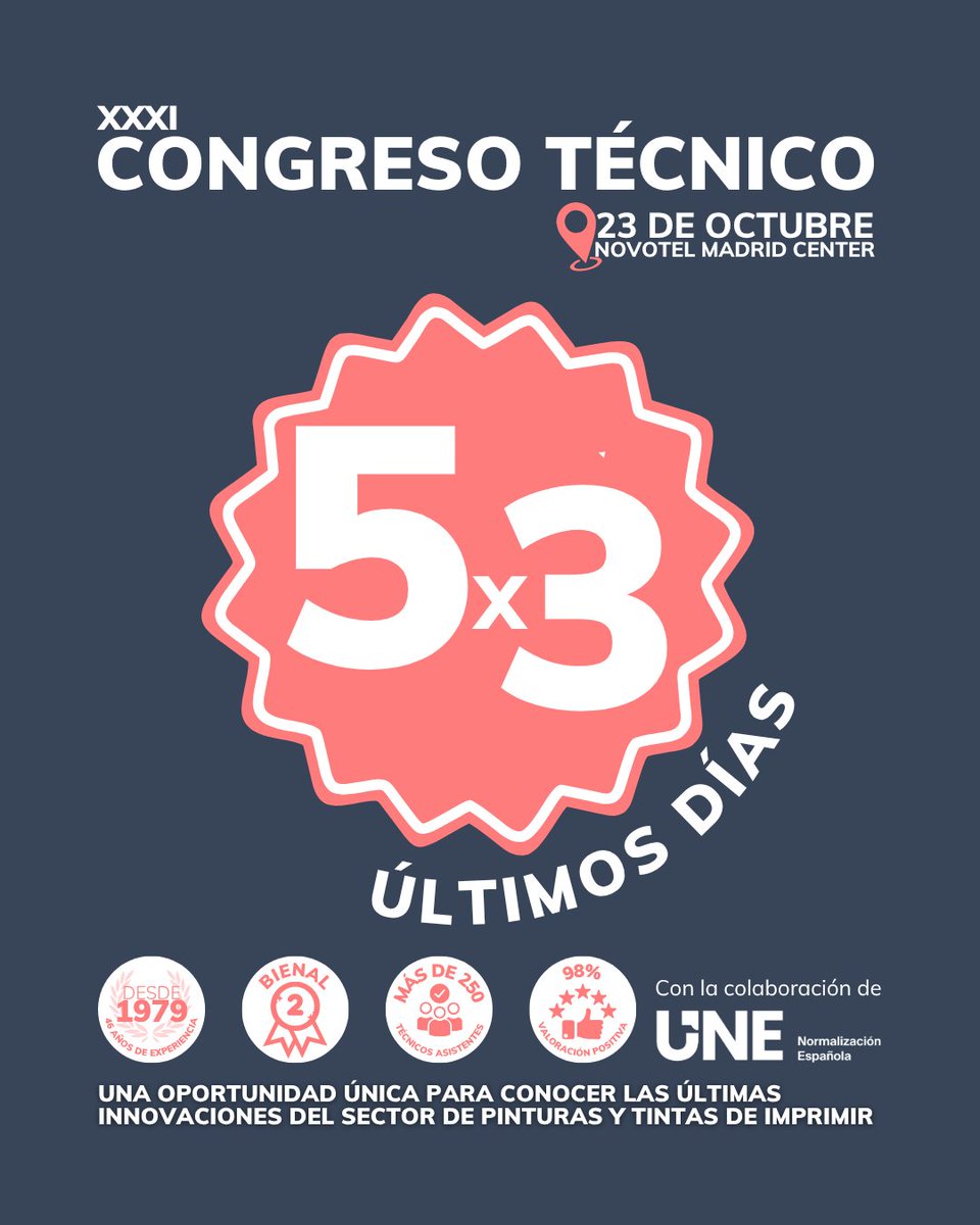 Tienes sólo hasta el 5 de Septiembre para asegurar 5 plazas al precio de 3 en el evento de referencia del sector de Pinturas y Tintas de Imprimir.
¿A qué esperar para asegurar la presencia de tu empresa en este exclusivo evento bienal?

👉 loom.ly/CPBIZlU