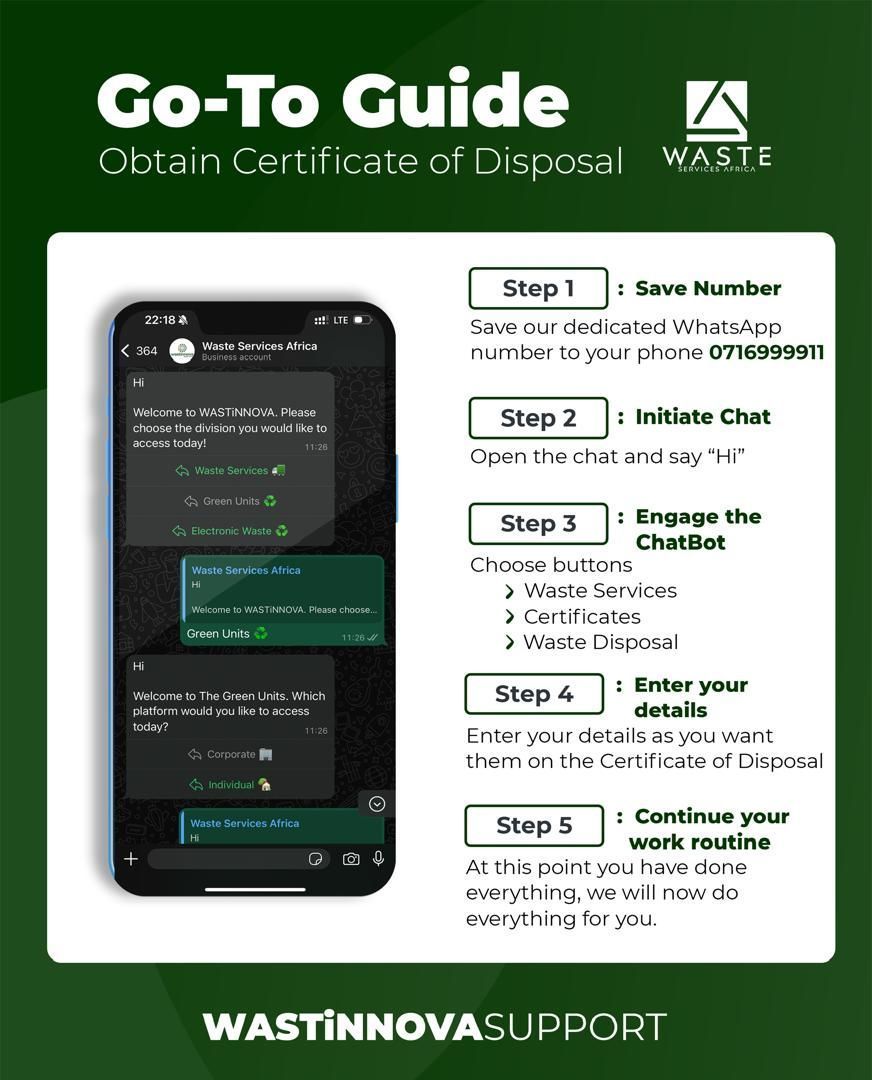 ✅ Our Certificate of Disposal is official proof your waste was handled safely and responsibly.
Wastinnova — committed to compliant and transparent waste management.

#Wastinnova
#WasteServiceAfrica