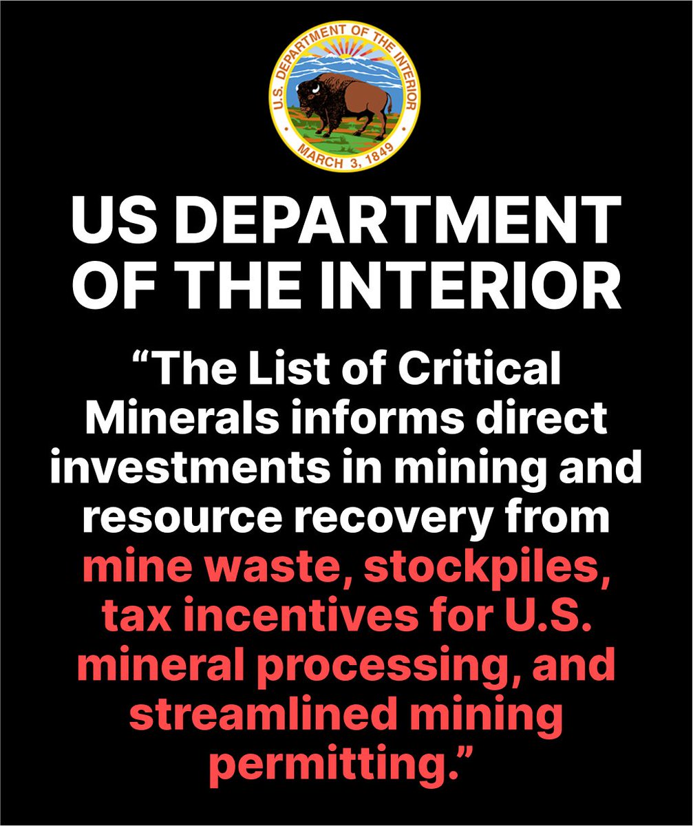 🚨 THE USA HAS RECOGNIZED #SILVER AS A CRITICAL MINERAL – TRIGGERING INVESTMENT, TAX BREAKS, AND STREAMLINED MINING PERMITS ACCORDING TO THE DEPARTMENT OF THE INTERIOR 👇