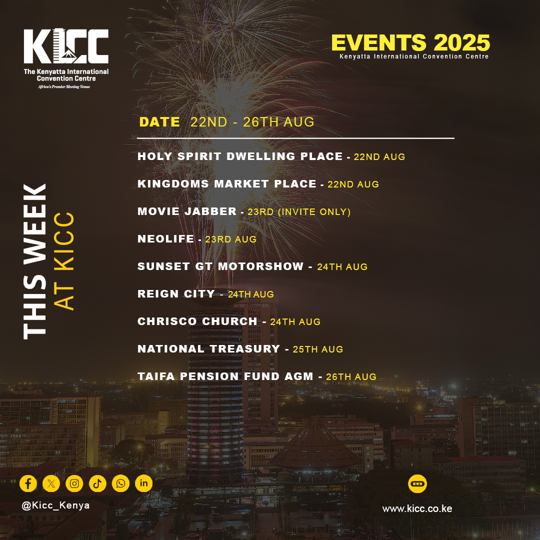 This week at KICC your home of events.
#kiccevents