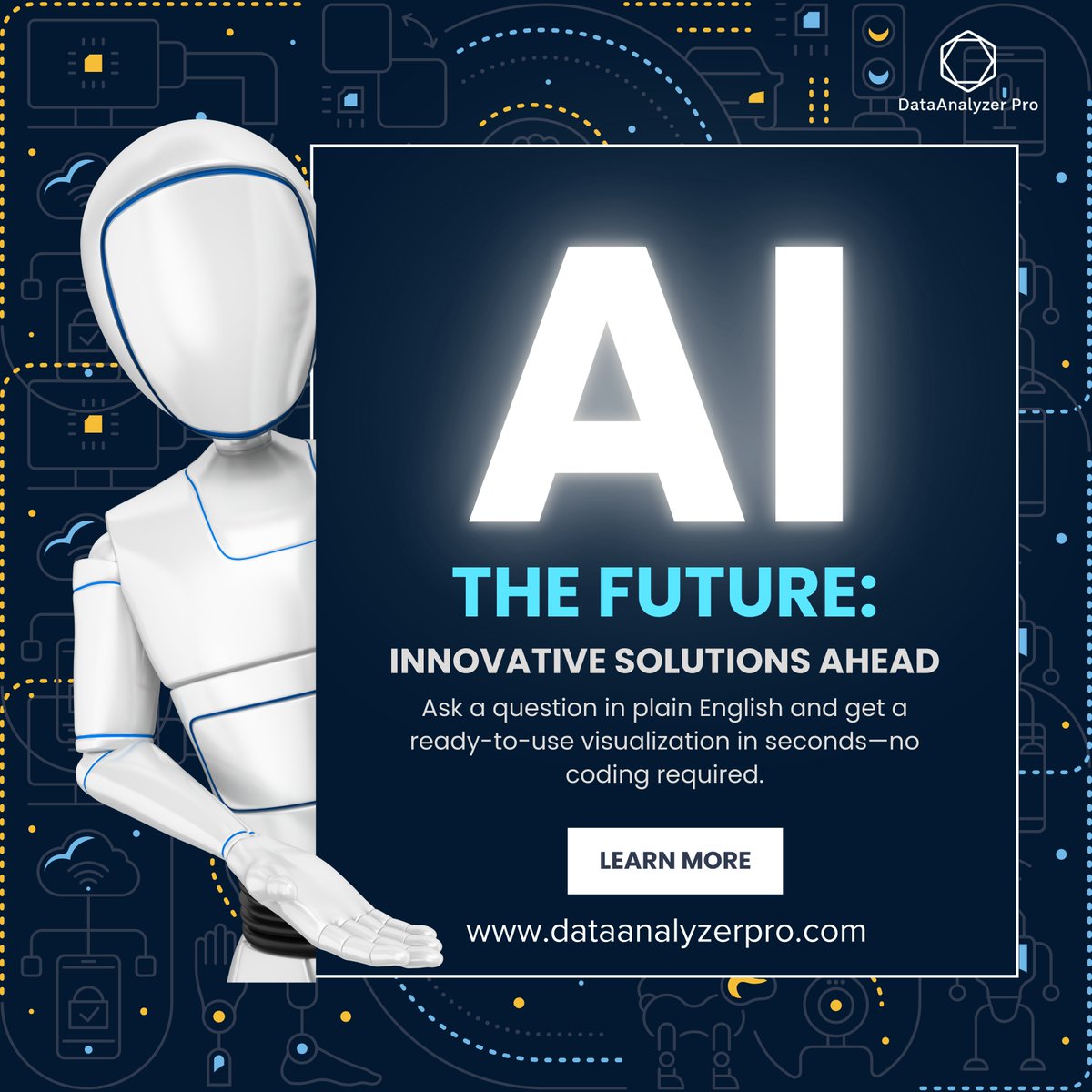 DataanalyzerPro's tweet image. 🚀 The future is here! With AI-powered solutions, you can ask questions in plain English and get instant visualizations—no coding required. Simplify decision-making and embrace innovation today. 👉 Explore more at dataanalyzerpro.com
#AI #FutureTech #Innovation