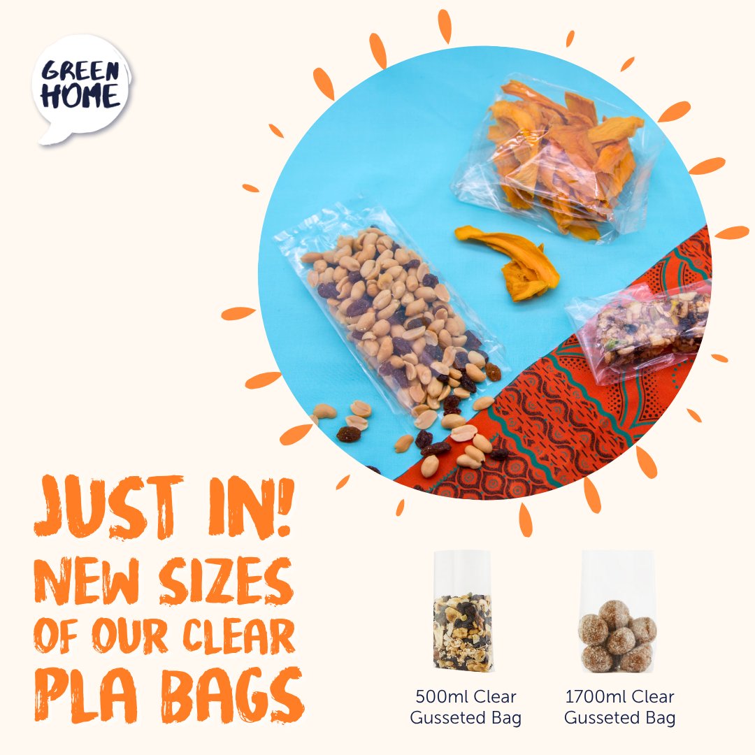 Just In!✨

Our Clear PLA Gusseted Bags are now available in two brand-new sizes!

Perfect for packaging snacks, dried fruit, or other goodies - all while staying 100% compostable and plant-based.🙌

Sustainable packaging never looked this good!🌱

#Compostable #GREENHOME
