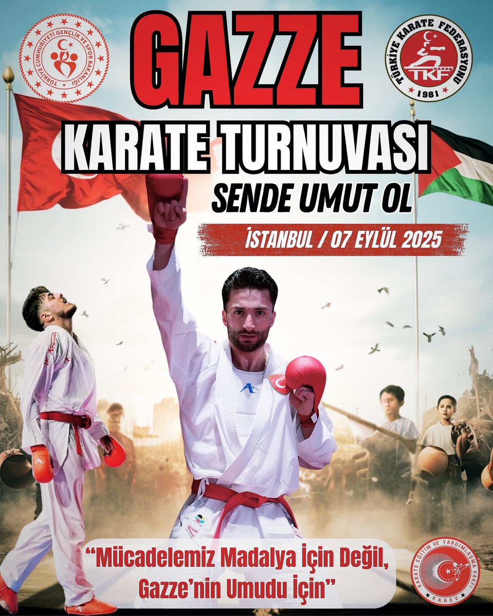 Karate Tatamiden Taşarak Umut Oluyor: Gazze İçin Karate Turnuvası

Türkiye Karate Federasyonu olarak sporun birleştirici ve iyileştirici gücünü ortaya koyan anlamlı bir organizasyona daha imza atıyoruz. 7 Eylül 2025 tarihinde İstanbul’da düzenlenecek Gazze Karate Turnuvası,