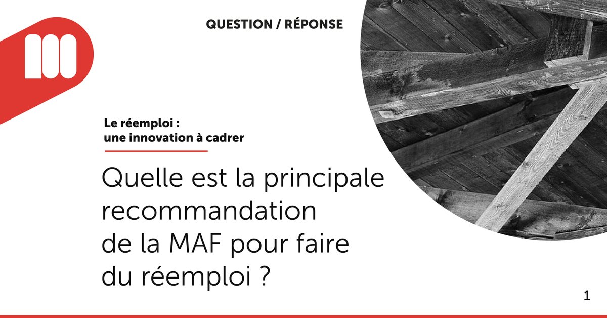 [Question-réponse]

Quelle est la principale recommandation de la MAF pour faire du réemploi ?

Retrouvez la réponse juste ici.⤵️
bit.ly/4okZmN5

#Réemploi #concepteur #Teamarchi #ArchiMAF