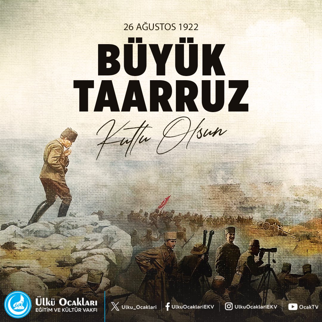 Anadolu'yu sonsuza kadar Türk Milletinin yurdu ilan eden #BüyükTaarruz'un 103. yılında Gazi Mustafa Kemal ATATÜRK ve silah arkadaşlarını rahmet ve minnetle anıyoruz.
