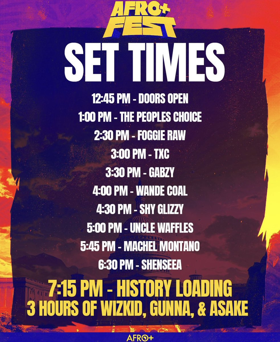 🚨 Afro+ Fest Alert! 🚨

Wizkid, Gunna &amp; Asake take the stage for an epic 3-hour live performance! 🎤🔥

🗓️ August 31
⏰ 7:15 PM