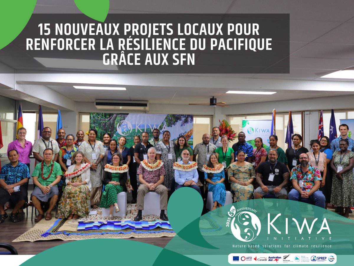 🌿 15 nouveaux projets rejoignent la communauté #Kiwa dans 10 pays et territoires du pacifique. Des solutions fondées sur la nature destinées à renforcer la résilience climatique des communautés du Pacifique. #IUCNOceania #SfN
 👉 kiwainitiative.org  🇫🇷🇪🇺🇦🇺🇨🇦🇳🇿