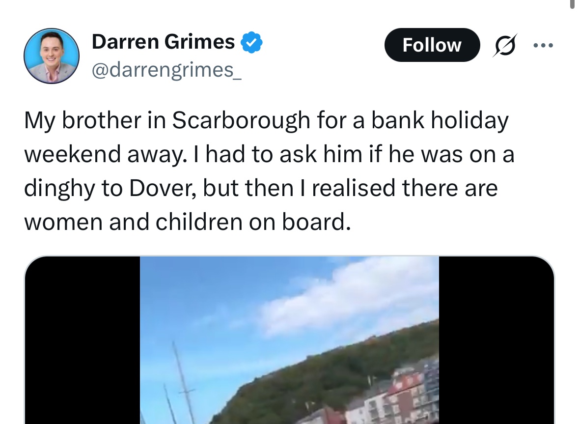 Reform Party UK Exposed 🇬🇧 (@reformexposed) on Twitter photo Hi <a href="/darrengrimes_/">Darren Grimes</a>, you tried to blur the face of your brother on the racist video you posted. But there’s a number of frames where it’s not.
You didn’t afford those innocent holiday makers the right to anonymity, you used them as a prop for your racist comment.
So here’s a Hi <a href="/darrengrimes_/">Darren Grimes</a>, you tried to blur the face of your brother on the racist video you posted. But there’s a number of frames where it’s not.
You didn’t afford those innocent holiday makers the right to anonymity, you used them as a prop for your racist comment.
So here’s a