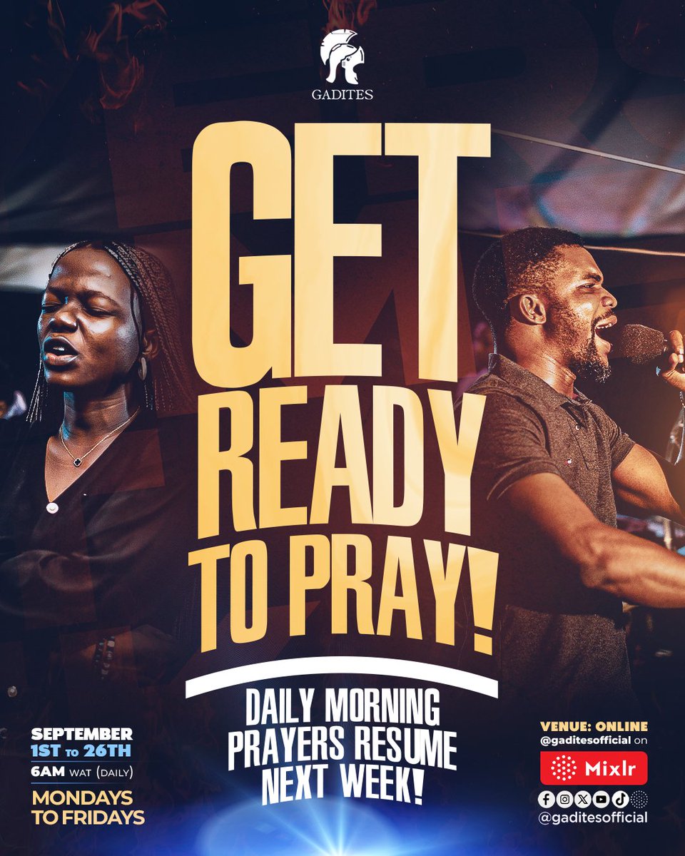 DAILY MORNING PRAYERS RESUME NEXT WEEK! 🔥

It's another season to offer up incense and supplications to our Great High Priest, for all He is set to do amidst us as a company. Get set for blessings! 🍃🌊