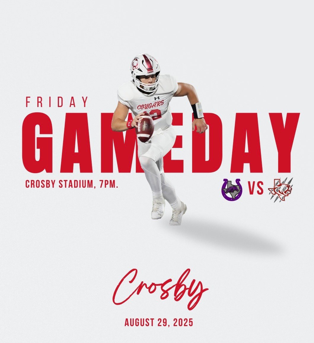 Lott Robison QB (@lottrobisonqb) on Twitter photo Friday Night Lights! 🏈 Excited to kick off the season with my brothers. Crosby vs Dayton, 7PM at Crosby Stadium. Let’s work! 🔥
#Gameday #FridayNightLights #TXHSFB #CougarNation #QB #GoCougars #HighSchoolFootball
@CrosbyCougarsFB <a href="/CoachJoeWillis/">Joe Willis</a> <a href="/Coach_Stanfield/">Stanfield Qb</a> @TXHSFootball Friday Night Lights! 🏈 Excited to kick off the season with my brothers. Crosby vs Dayton, 7PM at Crosby Stadium. Let’s work! 🔥
#Gameday #FridayNightLights #TXHSFB #CougarNation #QB #GoCougars #HighSchoolFootball
@CrosbyCougarsFB <a href="/CoachJoeWillis/">Joe Willis</a> <a href="/Coach_Stanfield/">Stanfield Qb</a> @TXHSFootball