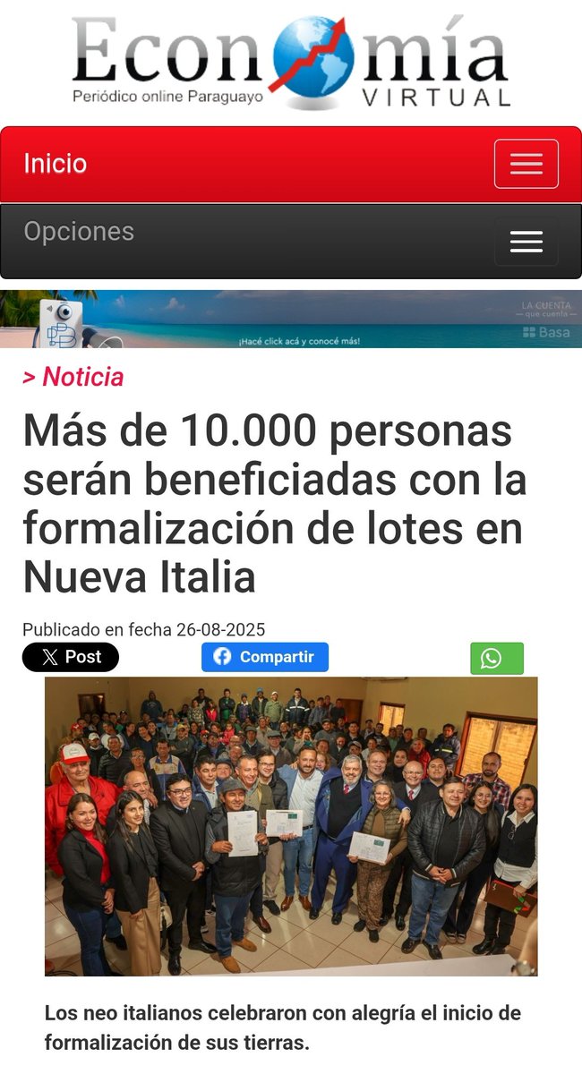 Más de 10.000 personas serán beneficiadas con la formalización de lotes en Nueva Italia economiavirtual.com.py/web/pagina-gen… vía @economiaVPy