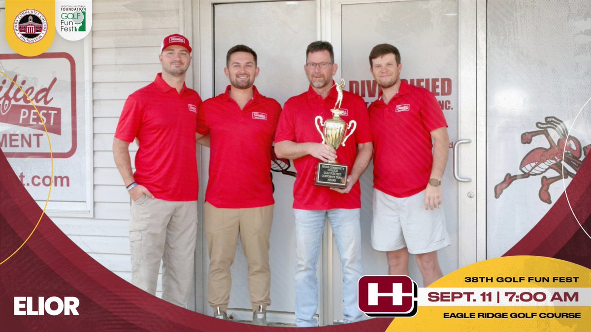 HindsFoundation (@hindsfoundation) on Twitter photo We're two weeks away from the 38th annual <a href="/HindsCC/">Hinds Community College</a> Golf Fun Fest on Thursday, Sept. 11, at Eagle Ridge! Who will unseat last year's GFF overall champions, Diversified Pest Management? Click on the link below to secure your spot now. #AllInForHinds
Link: foundation.hindscc.edu/golf/ We're two weeks away from the 38th annual <a href="/HindsCC/">Hinds Community College</a> Golf Fun Fest on Thursday, Sept. 11, at Eagle Ridge! Who will unseat last year's GFF overall champions, Diversified Pest Management? Click on the link below to secure your spot now. #AllInForHinds
Link: foundation.hindscc.edu/golf/