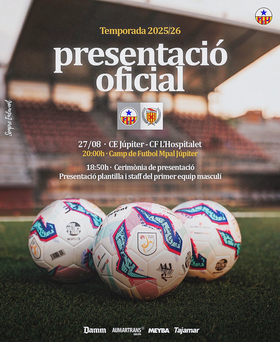 Afició, us esperem a totes i a tots demà a partir de les 18:45h a l’estadi 🩶♥️

𝐏𝐫𝐞𝐬𝐞𝐧𝐭𝐚𝐜𝐢𝐨́ 𝐝𝐞𝐥 𝐩𝐫𝐢𝐦𝐞𝐫 𝐞𝐪𝐮𝐢𝐩 𝐦𝐚𝐬𝐜𝐮𝐥𝐢́👏🔥

⌚️ A les 18:50h presentació de la plantilla, staff tècnic i nova equipació 25/26 
⌚️ A les 19:05h parlaments del capità,