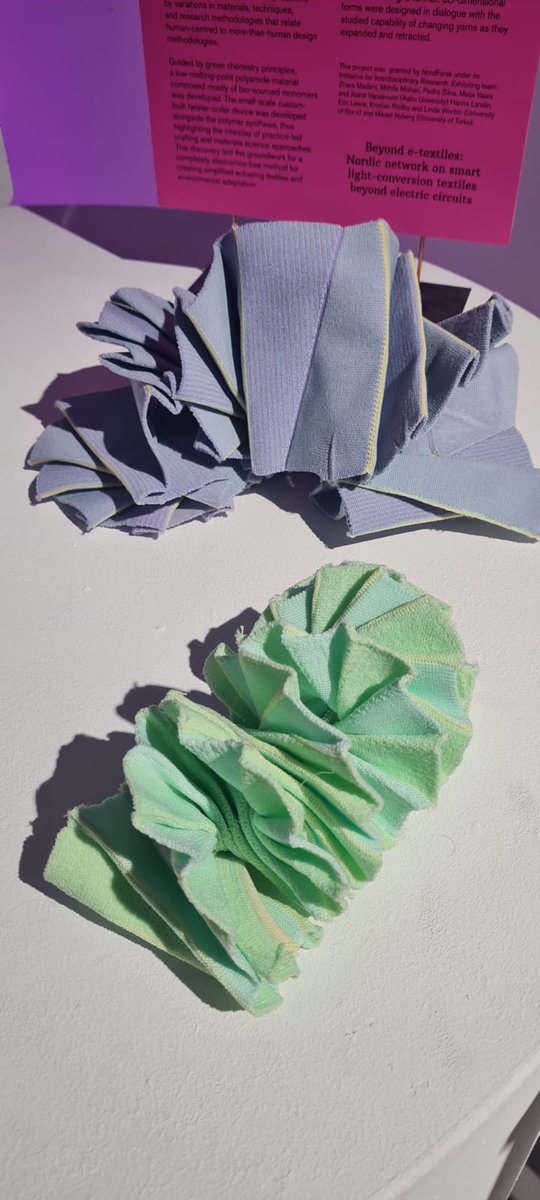 Entangled by shape-changing: beyond #smarttextiles ✨ Our #BeyondeTextiles project prototypes at “When Soft Actuators Meet Textiles” exhibition in Linz (Austria) in June 🌟
🔗➡️ hal.science/hal-05115352v1
#Entangled #NordForsk #NordicResearch #ModelCom #mmd_aalto #aaltouniversity