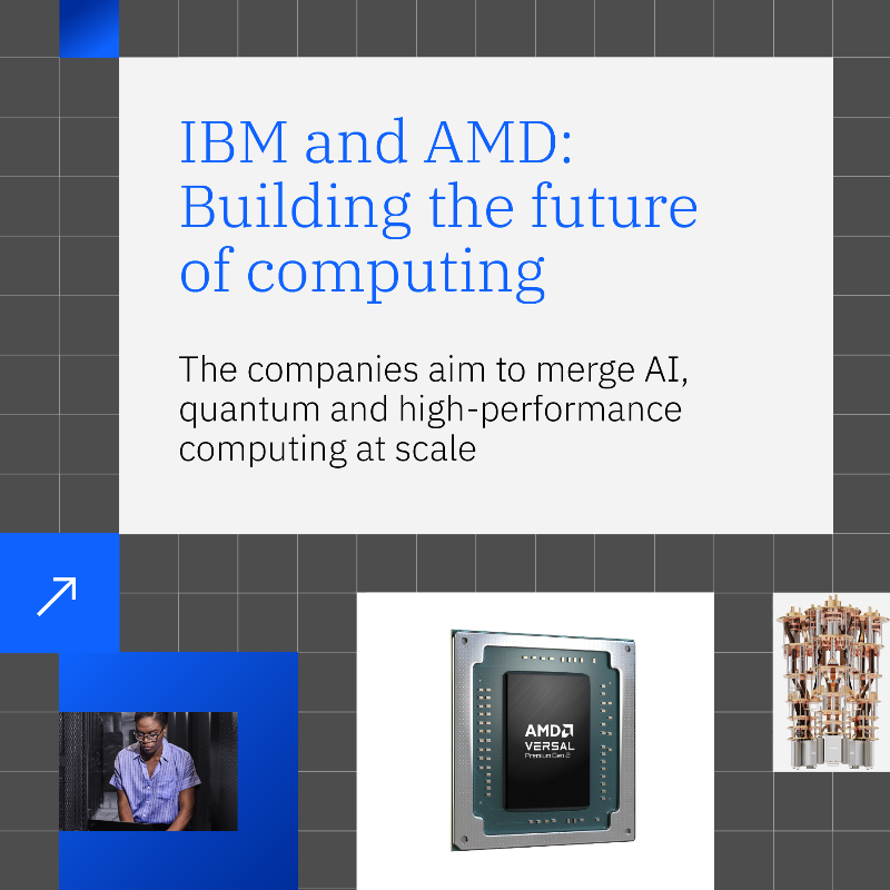 IBMNews's tweet photo. IBM and @AMD announce plans to build the future of computing—where quantum systems and high-performance AI infrastructure work together to solve problems beyond the reach of classical alone.

Get the details here: https://t.co/BFAkarDtbu