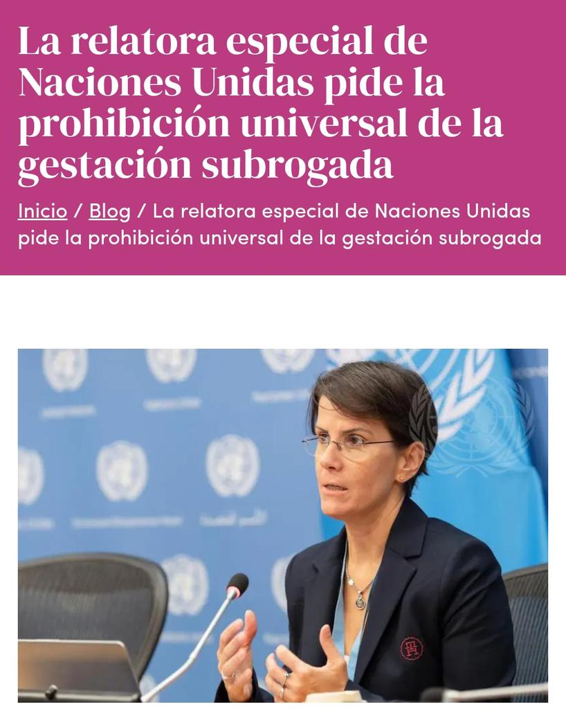 #LasMujeresNoSeUsan
#NoALosVientresDeAlquiler

Reem Alsalem <a href="/UNSRVAW/">Reem Alsalem UNSR Violence Against Women and Girls</a> ha pedido a todos los Estados miembros que prohíban esta práctica.

Es violencia física y psicológica, es explotación y es venta de niñas y niños.

saludmentalperinatal.es/relatora-onu-p…