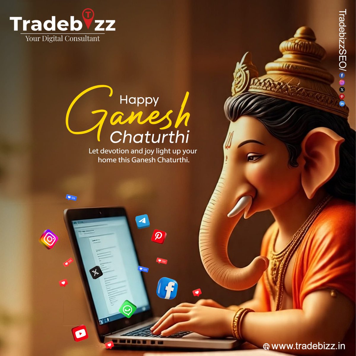 TradeBizSEO's tweet photo. 🙏✨ Wishing you all a very 𝐇𝐚𝐩𝐩𝐲 𝐆𝐚𝐧𝐞𝐬𝐡 𝐂𝐡𝐚𝐭𝐮𝐫𝐭𝐡𝐢!
May Lord Ganesha bless you with wisdom, prosperity, and success in all your endeavors.
🌺 Ganpati Bappa Morya! 🌺
🔗 https://t.co/78eJnPxxAo

#HappyGaneshChaturthi #GanpatiBappaMorya #FestiveVibes https://t.co/rK74f9kfvM