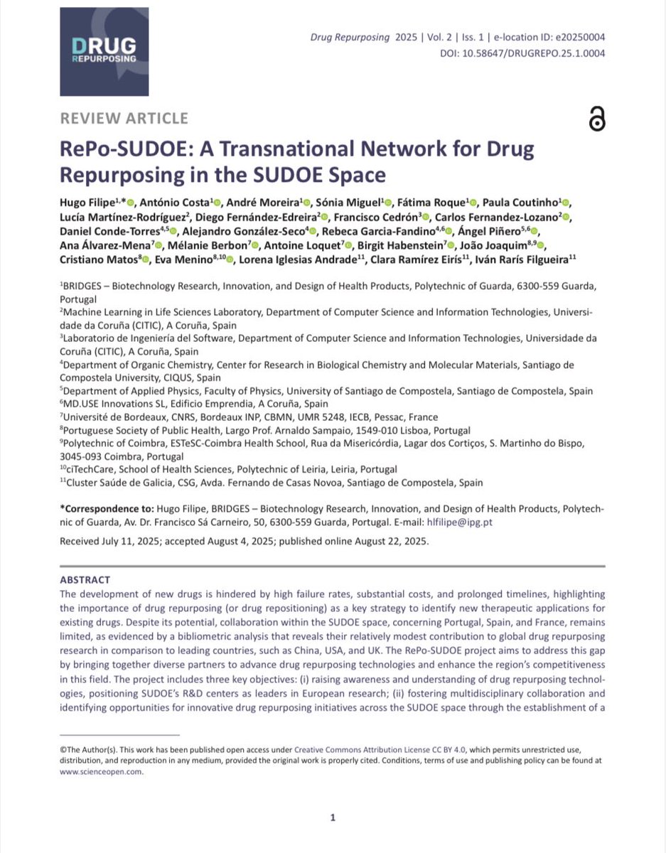 JoaoJJoaquim's tweet image. Just released!

Paper on Drug Repurposing under RePo-SUDOE Project

Available here drugrepocentral.scienceopen.com/hosted-documen…

#reposudoe #spsp #drugrepurposing #publichealth