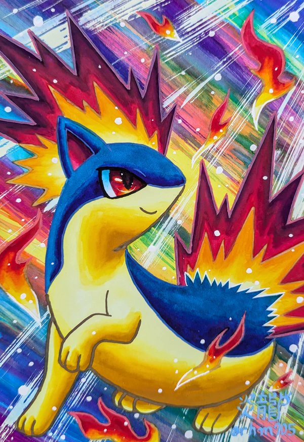 Quilava✨
マグマラシ再掲✨🔥🌈
＃ポケモンイラスト
#pokemonfanart