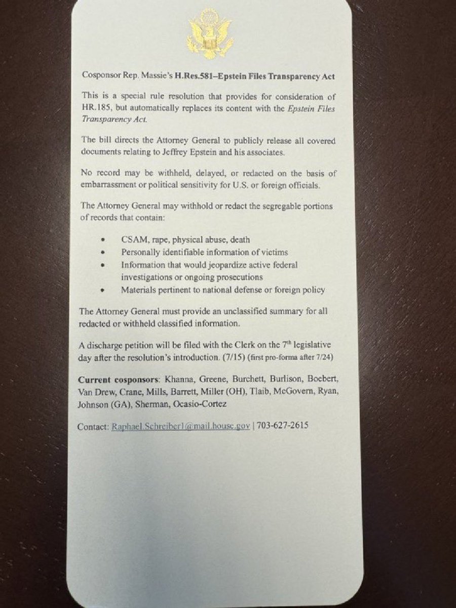 Katie Pruett (@justdoitpruett) on Twitter photo 🚨Today is Tues, Aug 26, & Congress returns in 8 days. Join me in supporting <a href="/RepThomasMassie/">Thomas Massie</a> to get the Epstein Files released. Call your Rep’s D.C. office daily and urge them to “Co-Sponsor Rep. Massie’s Discharge Petition”—they’ll know what it means! Tag your Rep in the 🚨Today is Tues, Aug 26, & Congress returns in 8 days. Join me in supporting <a href="/RepThomasMassie/">Thomas Massie</a> to get the Epstein Files released. Call your Rep’s D.C. office daily and urge them to “Co-Sponsor Rep. Massie’s Discharge Petition”—they’ll know what it means! Tag your Rep in the