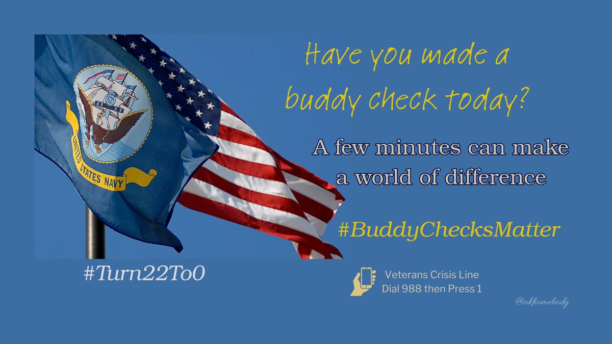 🇺🇸Tuesday✅VETERAN #BuddyChecks✅RH 🇺🇸
Good morning, family. Don’t ever forget how much you are needed. Keep building those connections by checking in with each other daily. It makes reaching out easier - for those needing help and those ready to give it. I love all y’all! ❤️🤍💙